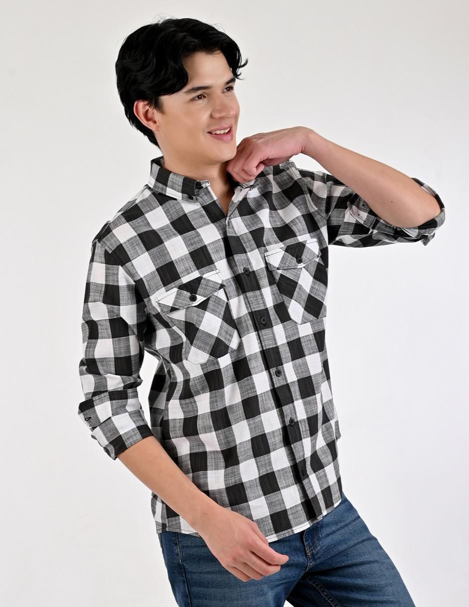 Camisa casual de algodón manga larga para hombre 3