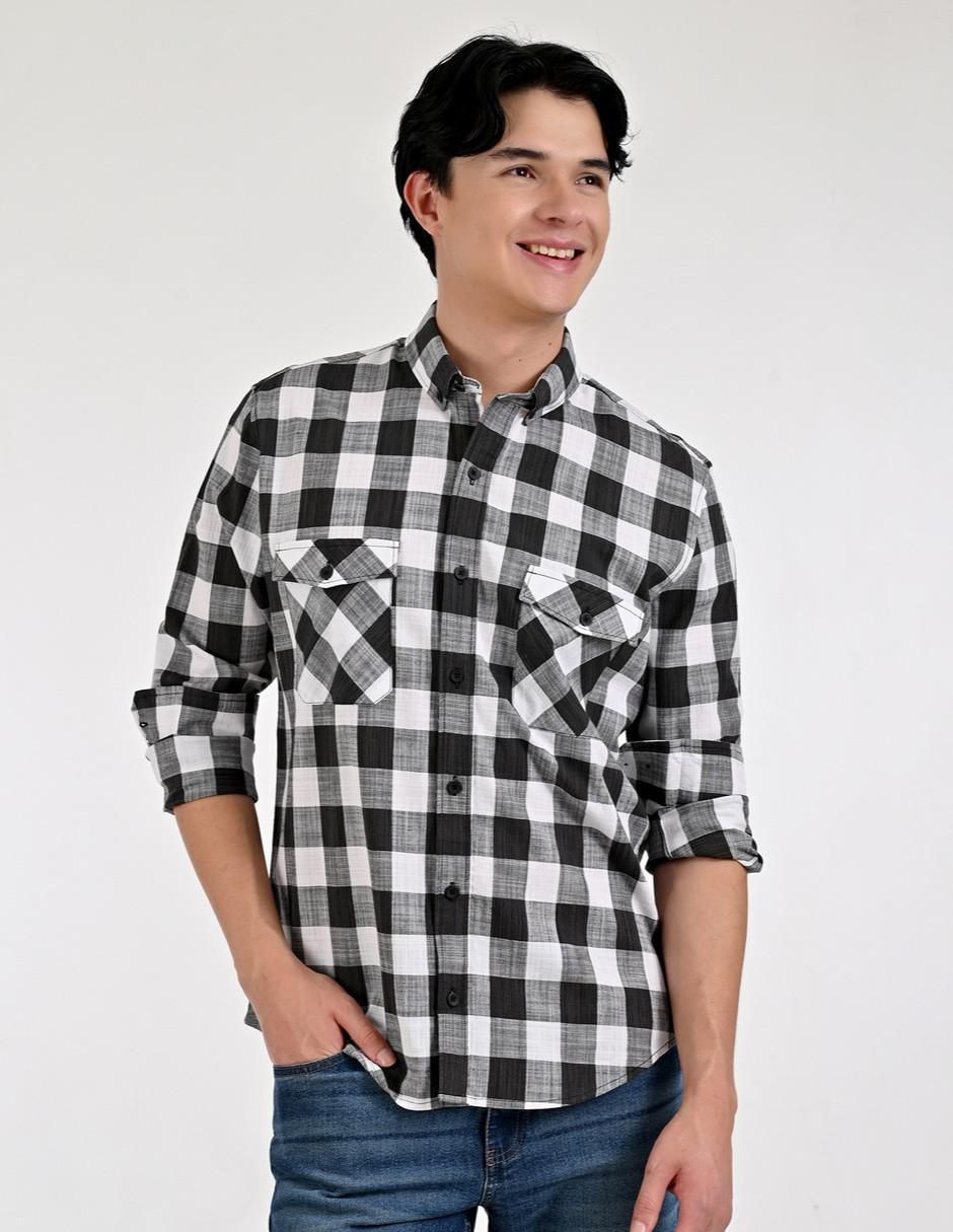 Camisa casual de algodón manga larga para hombre 5