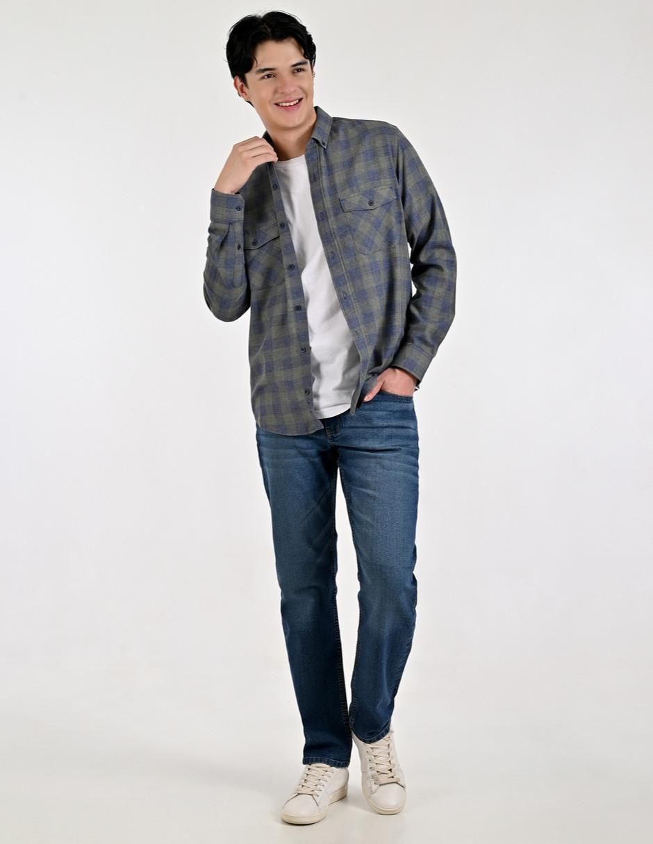 Camisa casual manga larga para hombre 6