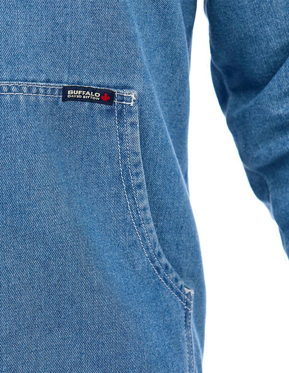 Chamarra denim de mezclilla capucha desmontable para hombre 4