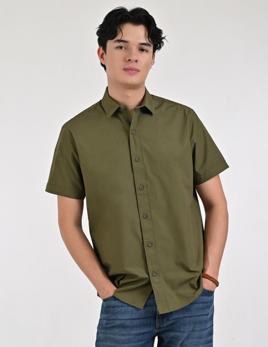 Camisa casual de algodón manga corta para hombre
