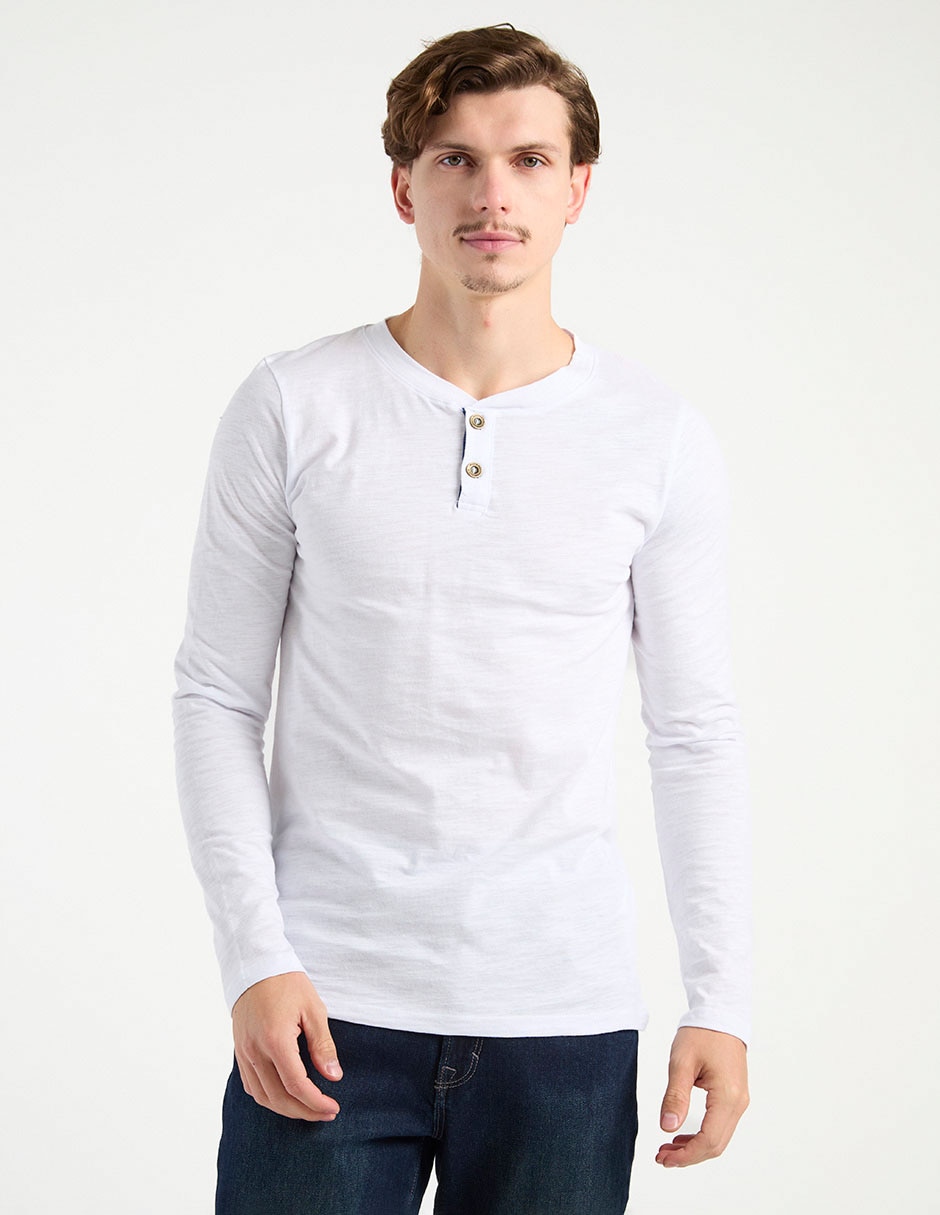 Playera cuello henley para hombre Playera cuello henley para hombre