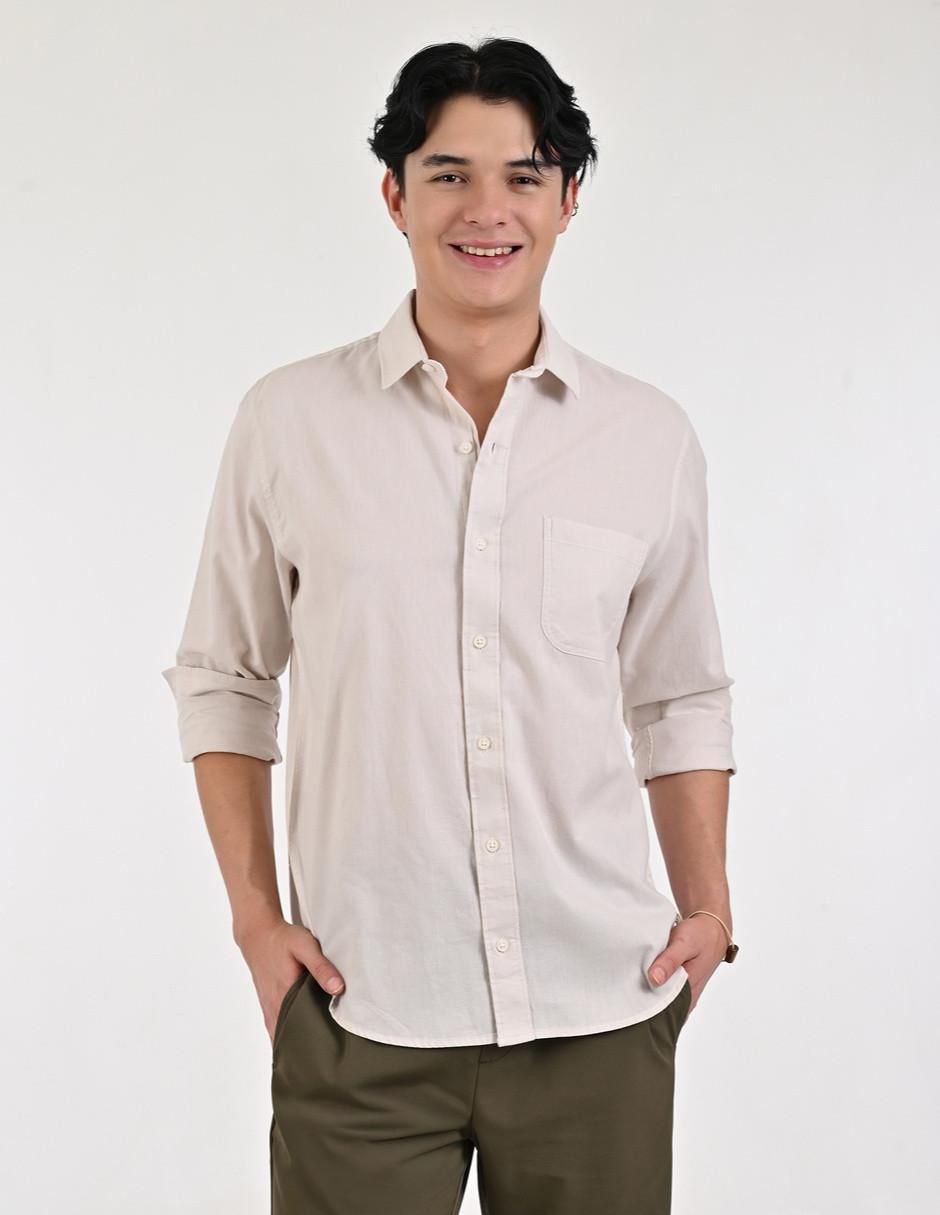 Camisa casual de algodón manga larga para hombre