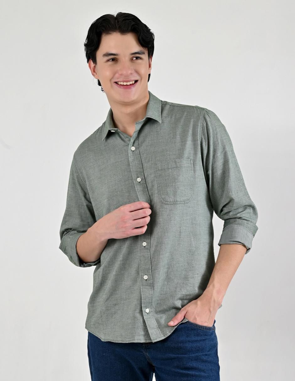 Camisa casual de algodón manga larga para hombre Camisa casual de algodón manga larga para hombre