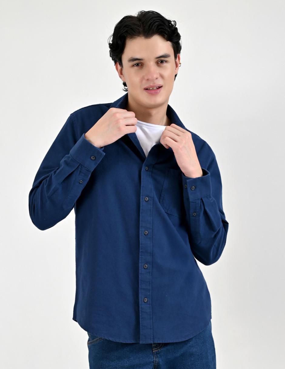 Camisa casual Supply de algodón manga larga para hombre