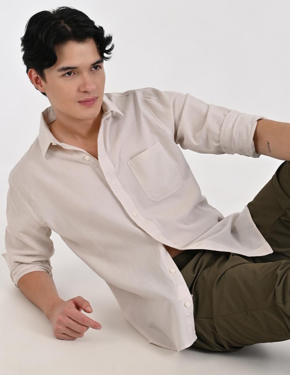 Camisa casual de algodón manga larga para hombre 6