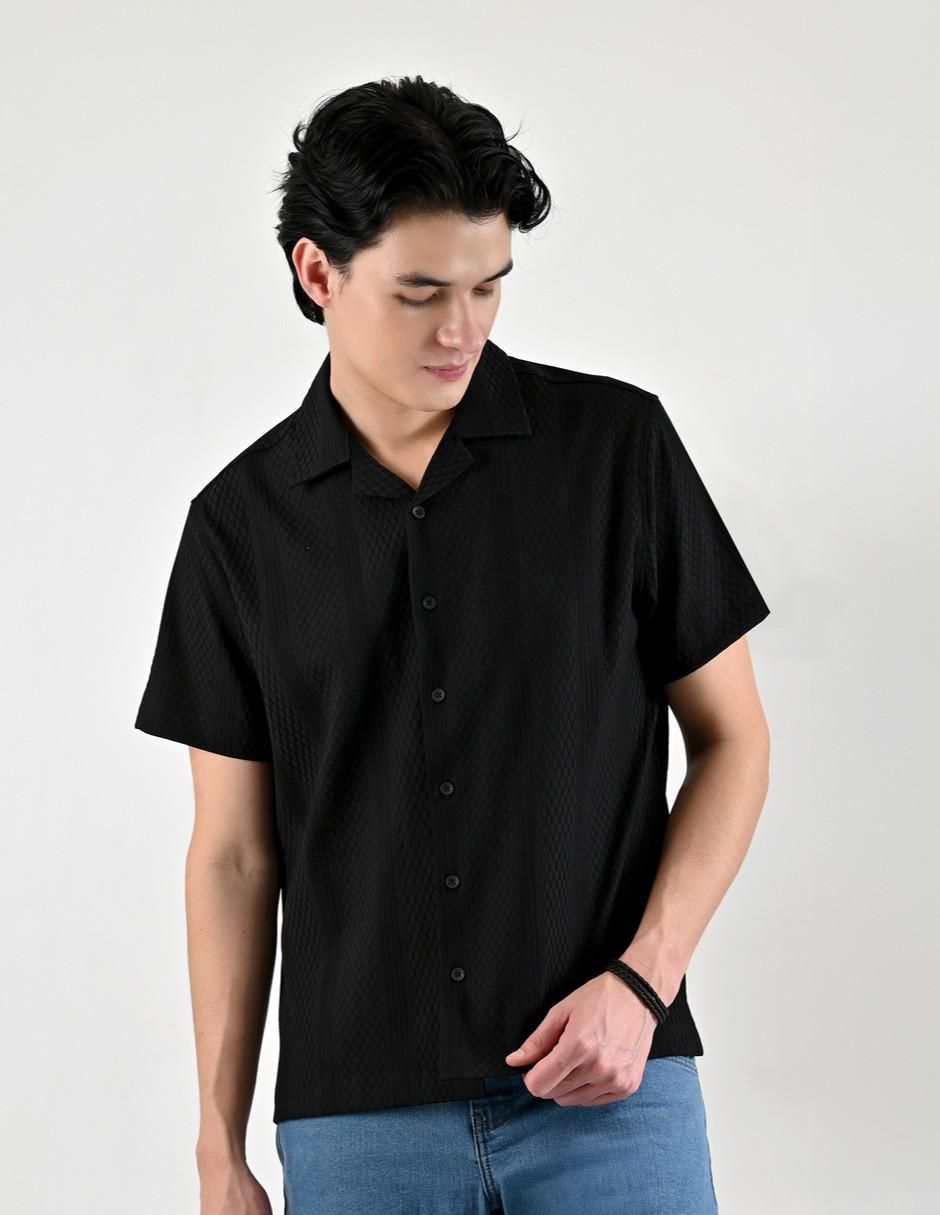 Camisa casual de algodón manga corta para hombre