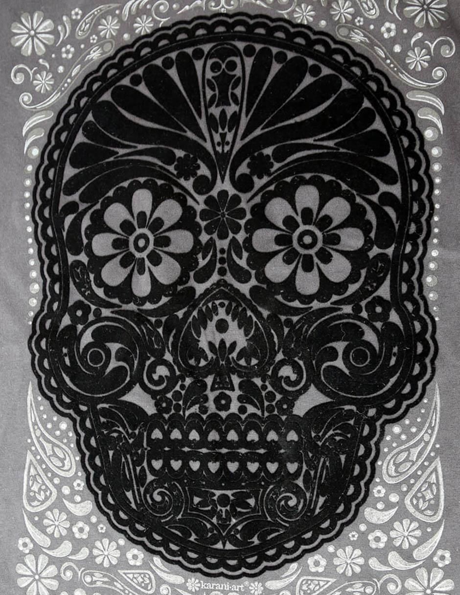Playera calavera obsidiana cuello redondo para hombre 2