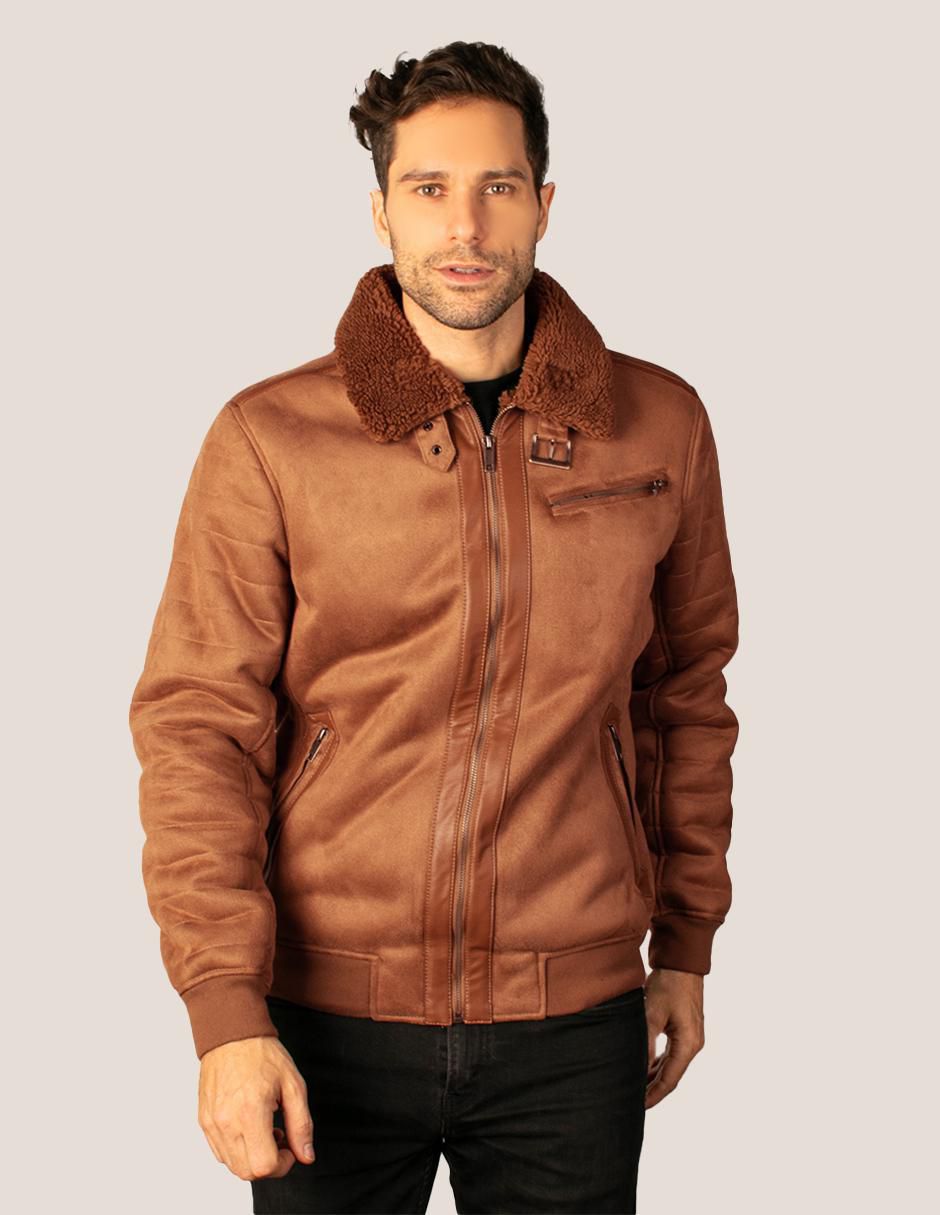Chamarra cazadora cuello a contraste para hombre