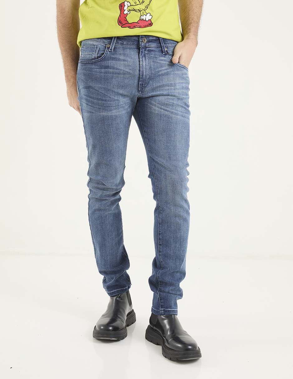 Jeans slim deslavado para hombre