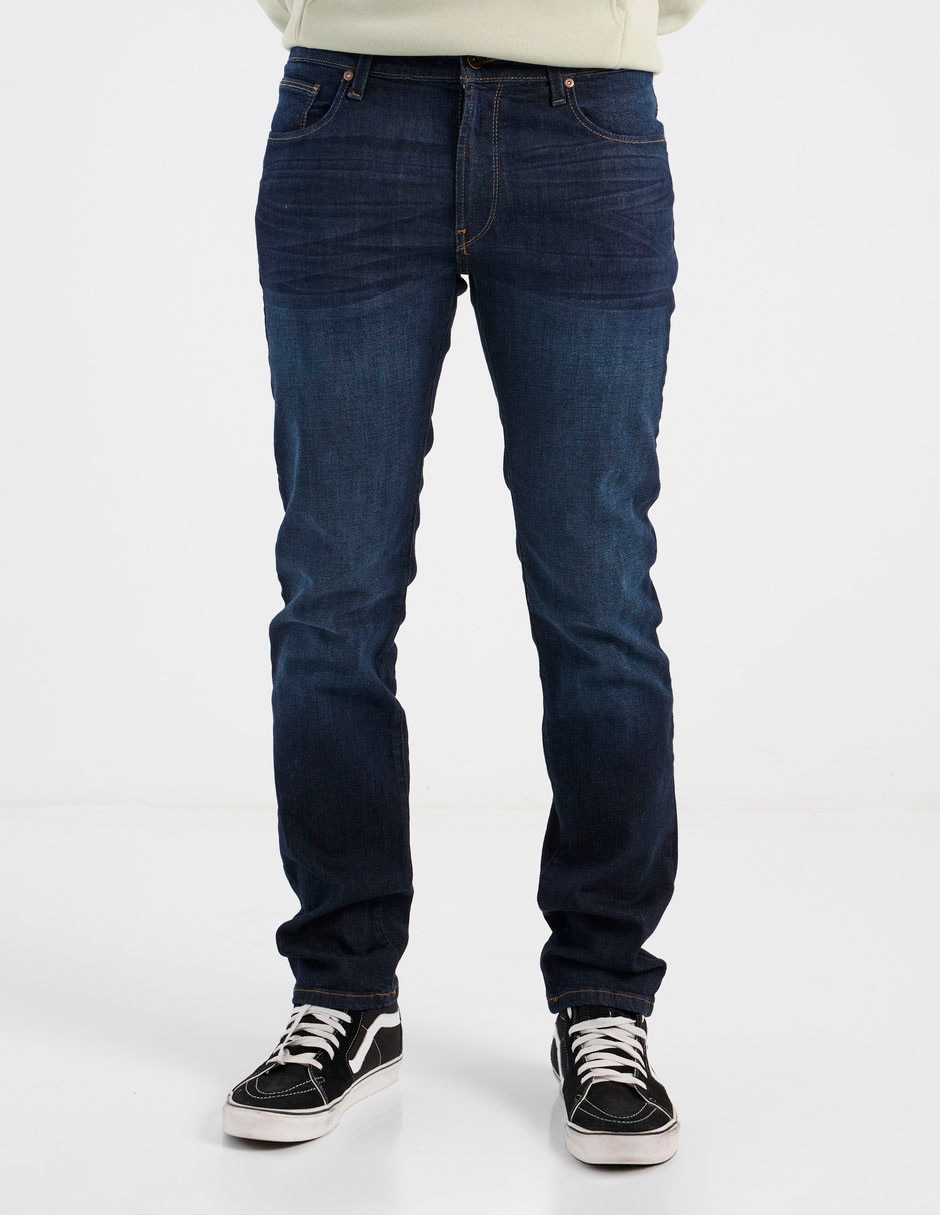 Jeans slim lavado obscuro para hombre