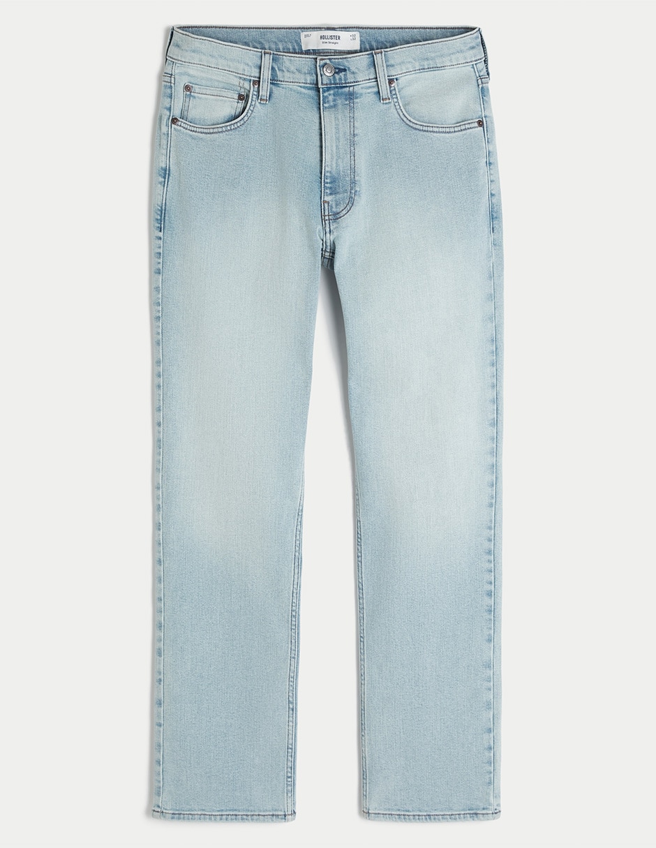 Jeans straight lavado claro para hombre