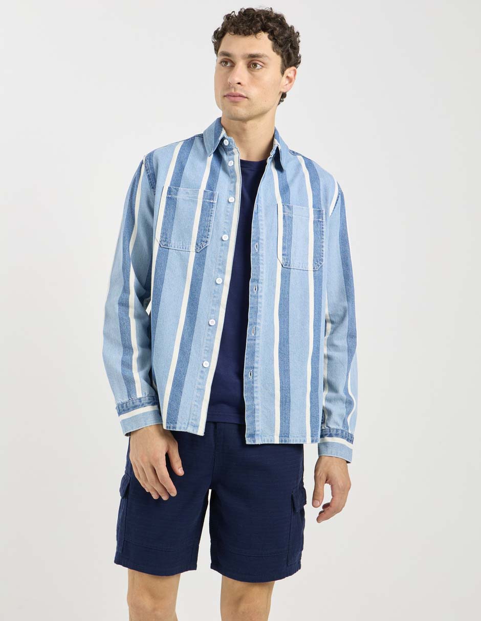 Sobrecamisa casual de algodón manga larga para hombre Sobrecamisa casual de algodón manga larga para hombre