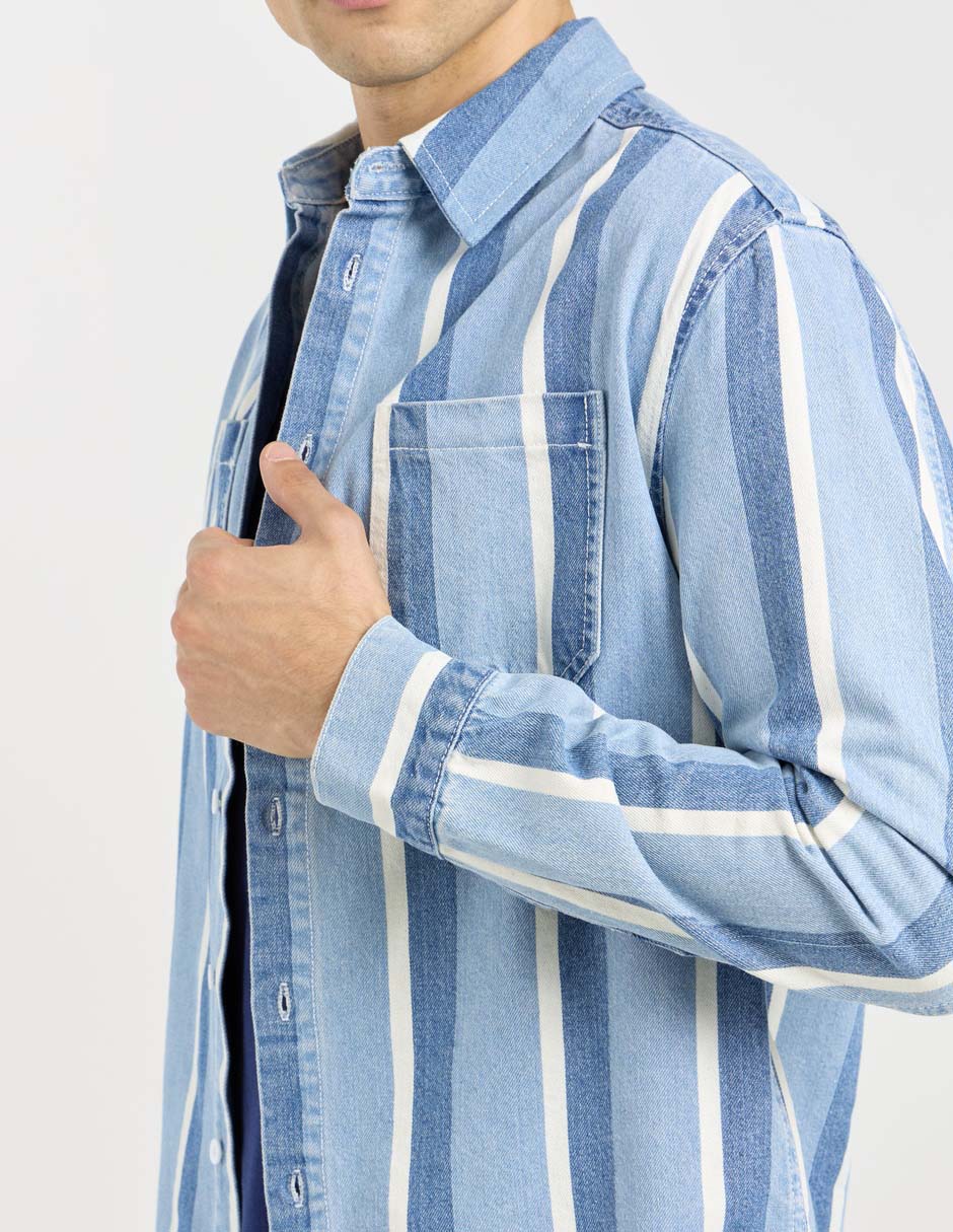 Sobrecamisa casual de algodón manga larga para hombre 4
