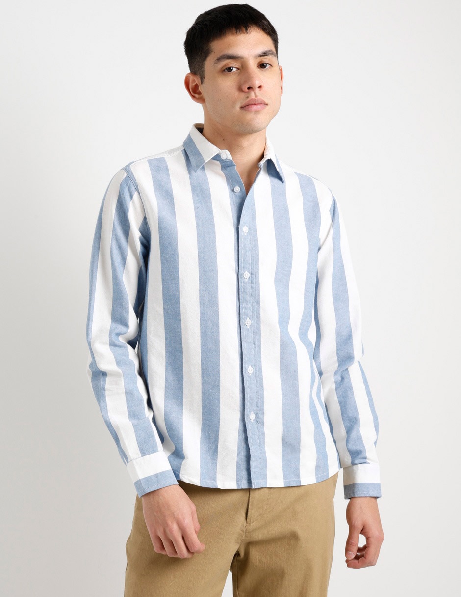 Camisa casual de algodón manga larga para hombre Camisa casual de algodón manga larga para hombre