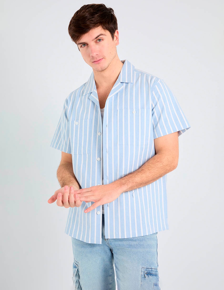 Camisa casual de algodón manga corta para hombre