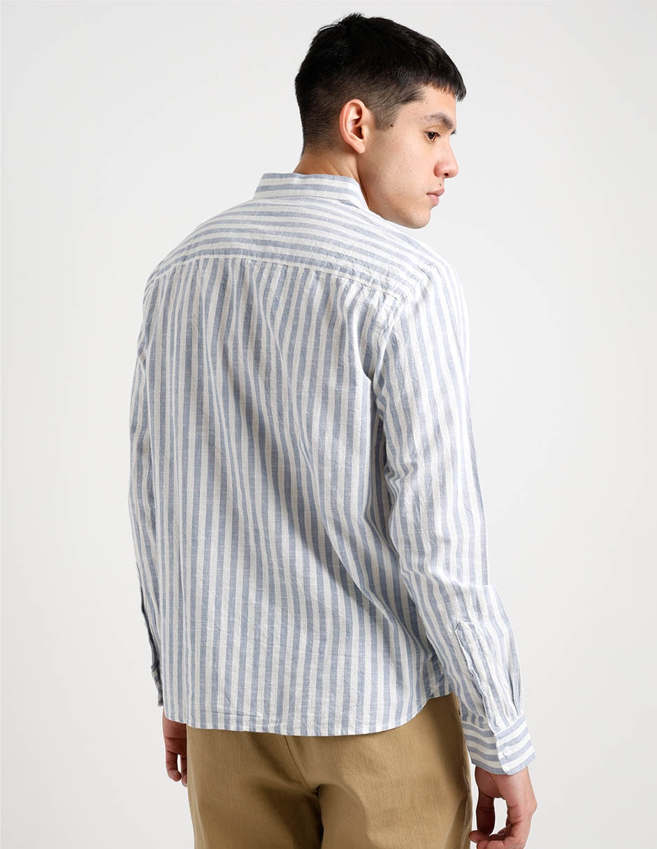 Camisa casual de algodón manga larga para hombre 6