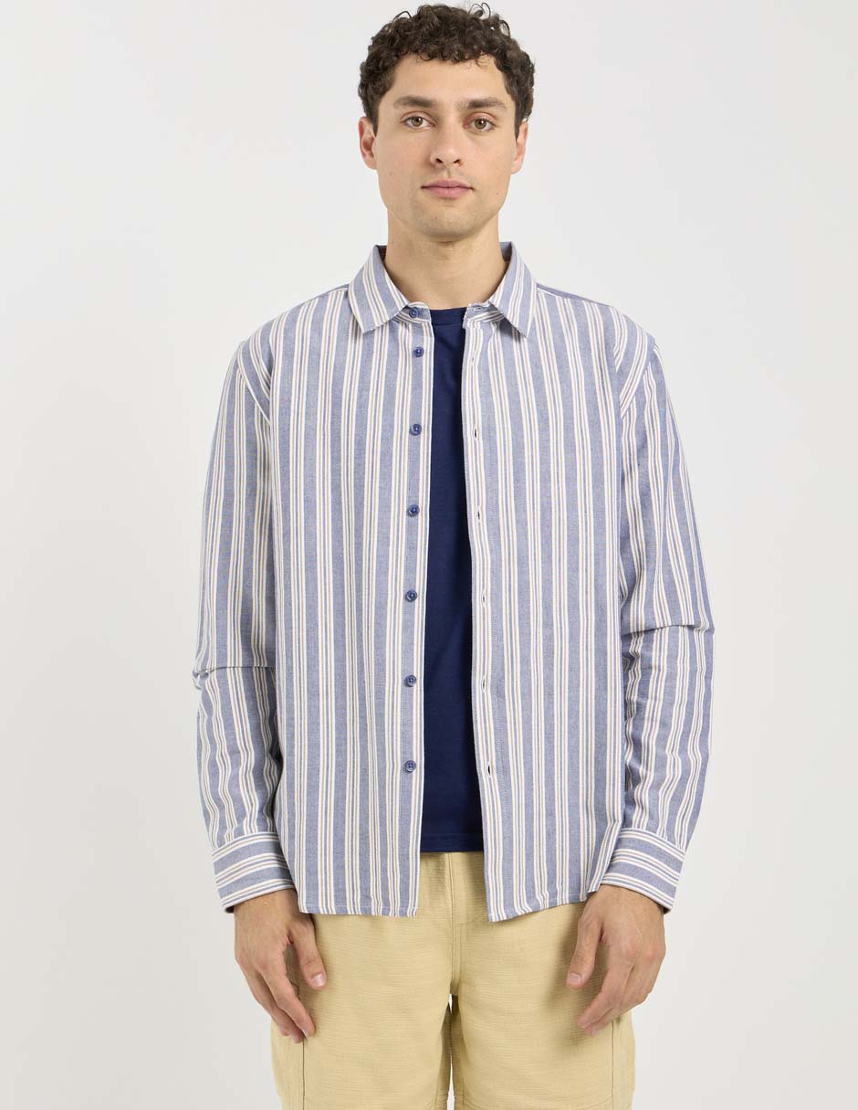 Sobrecamisa casual de algodón manga larga para hombre