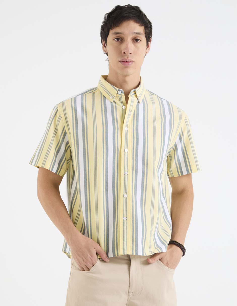 Camisa casual de algodón manga corta para hombre 7
