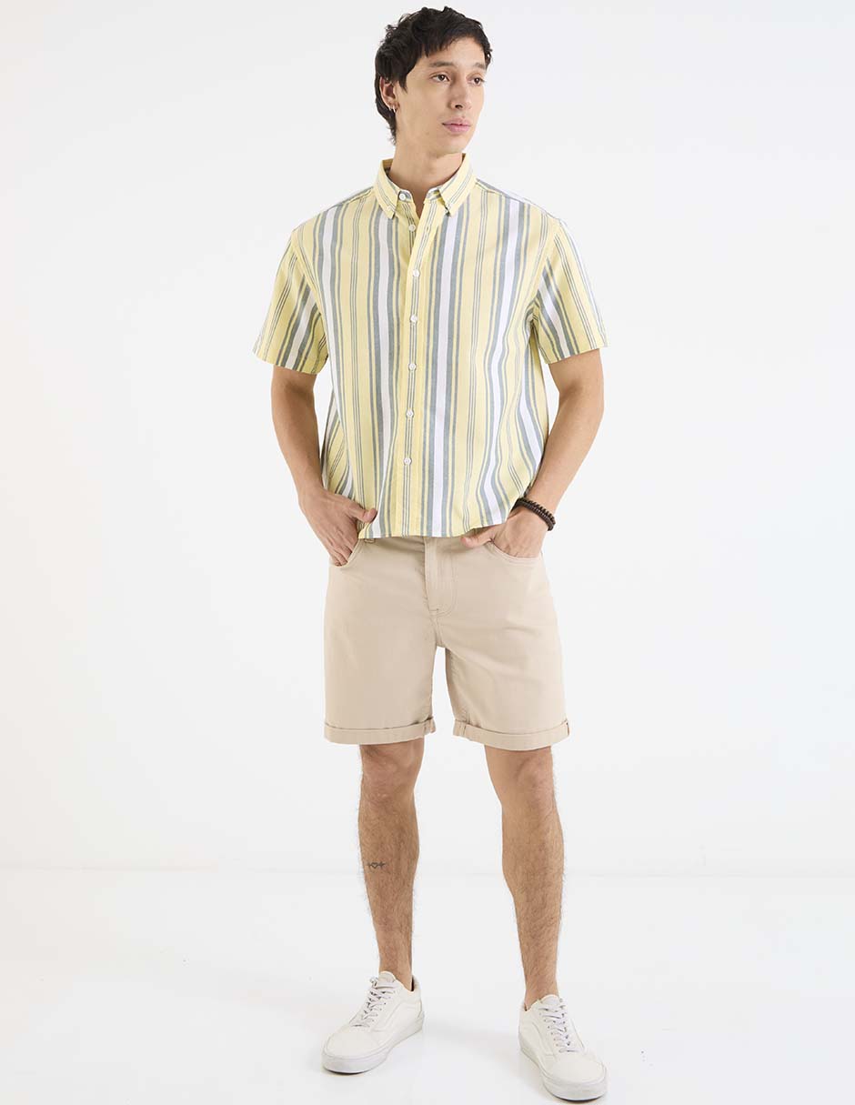 Camisa casual de algodón manga corta para hombre 8