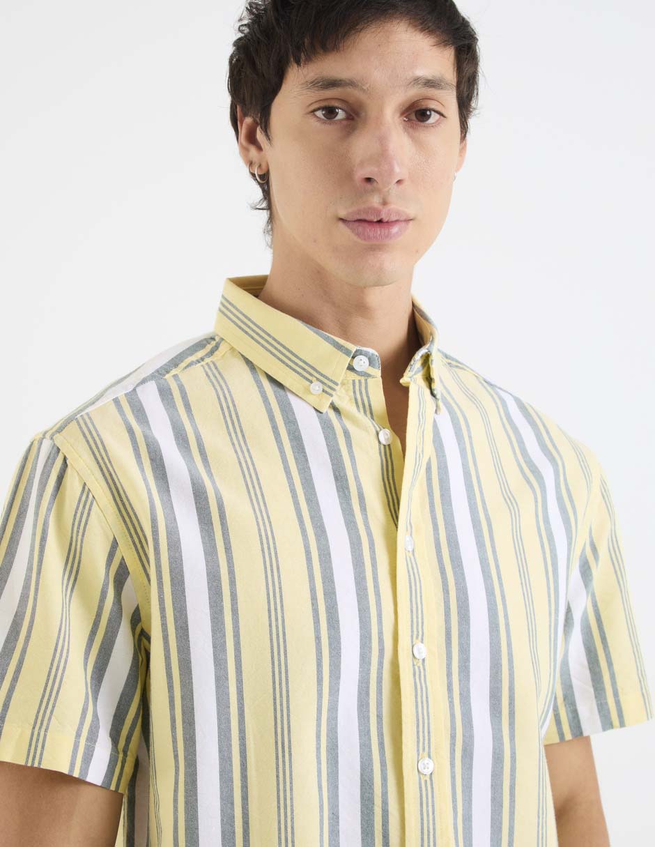 Camisa casual de algodón manga corta para hombre 9