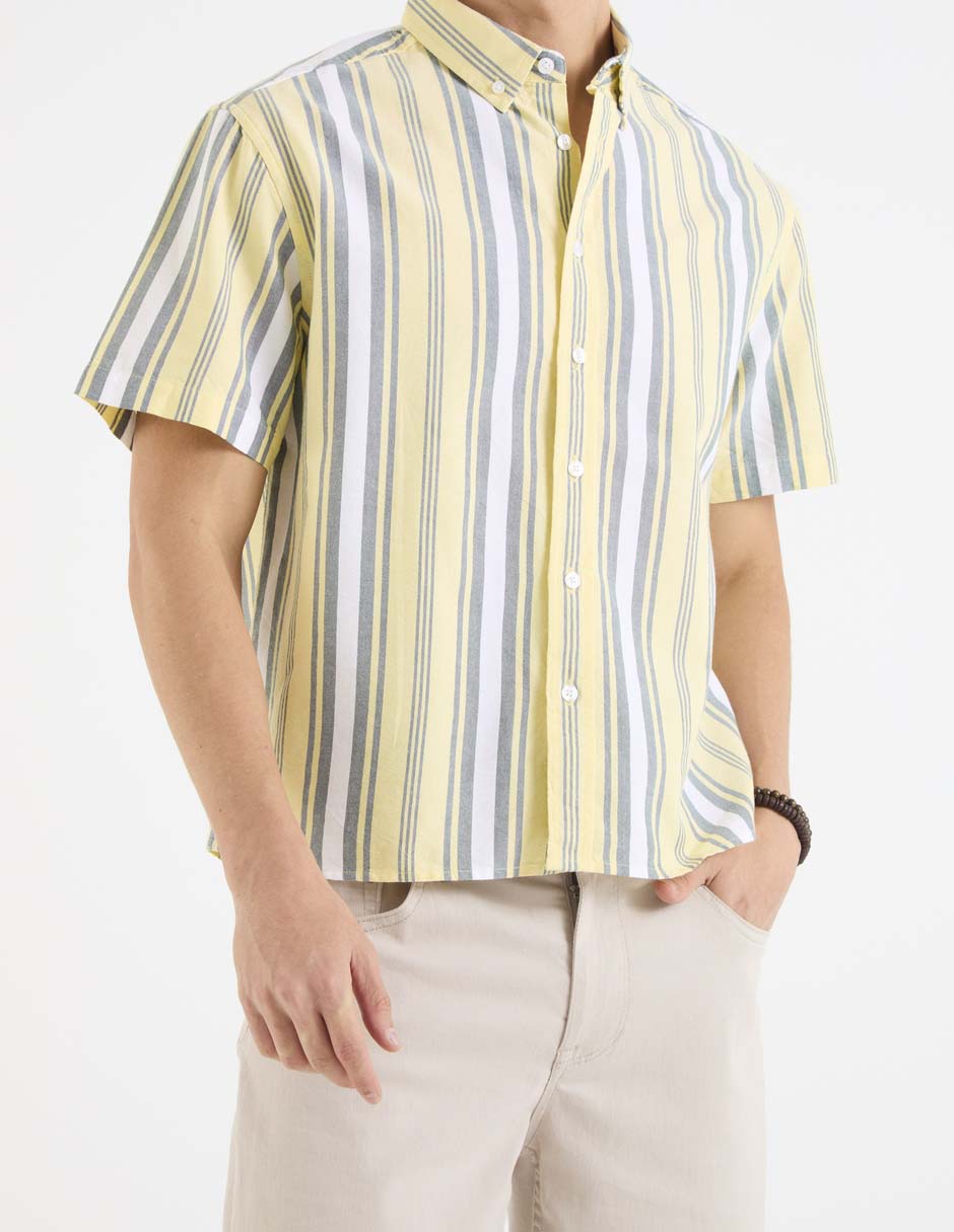 Camisa casual de algodón manga corta para hombre 10