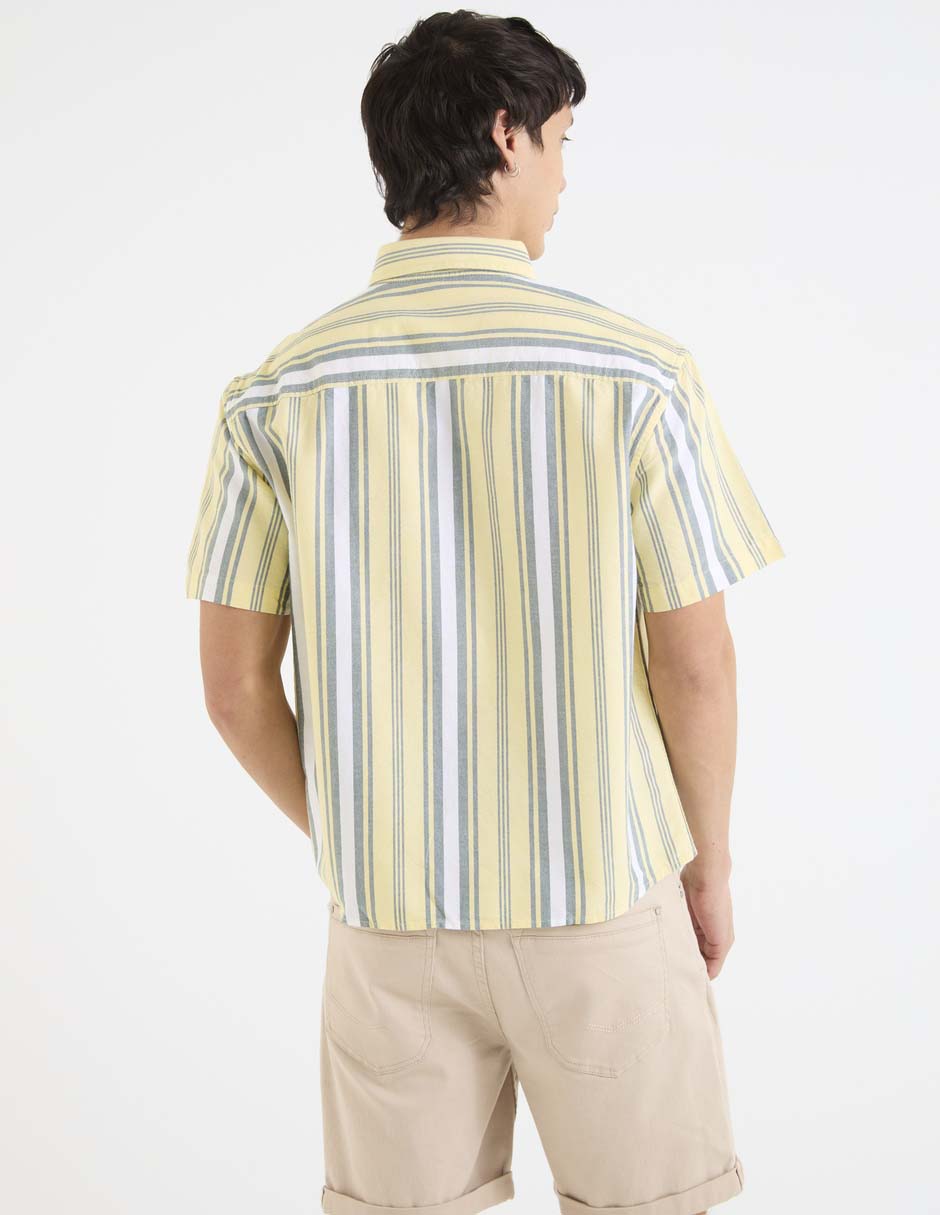 Camisa casual de algodón manga corta para hombre 11