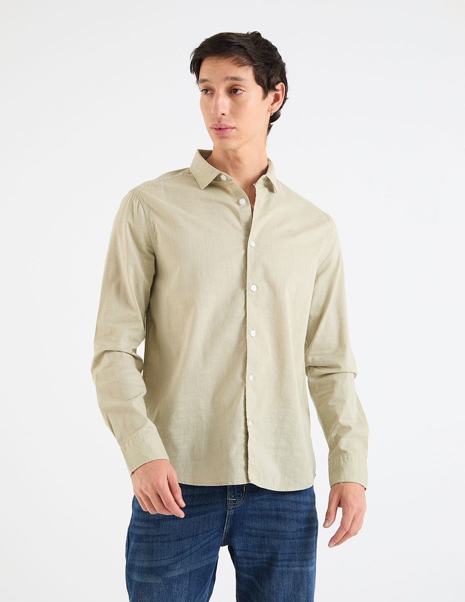 Camisa casual de algodón manga larga para hombre 2