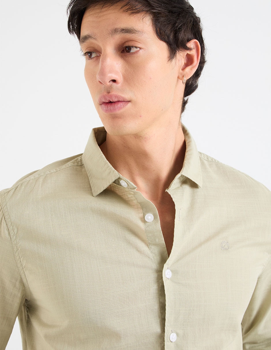 Camisa casual de algodón manga larga para hombre 4