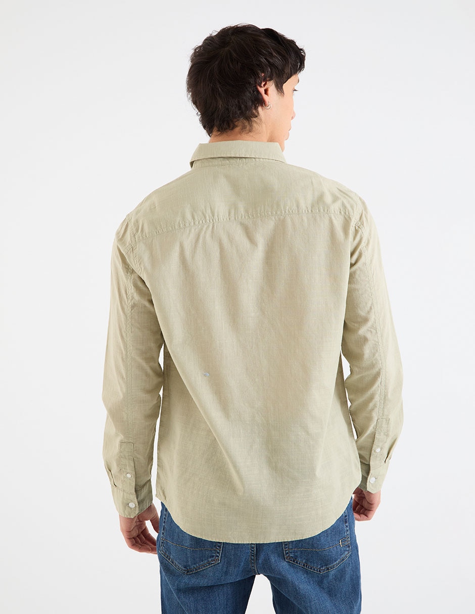 Camisa casual de algodón manga larga para hombre 6