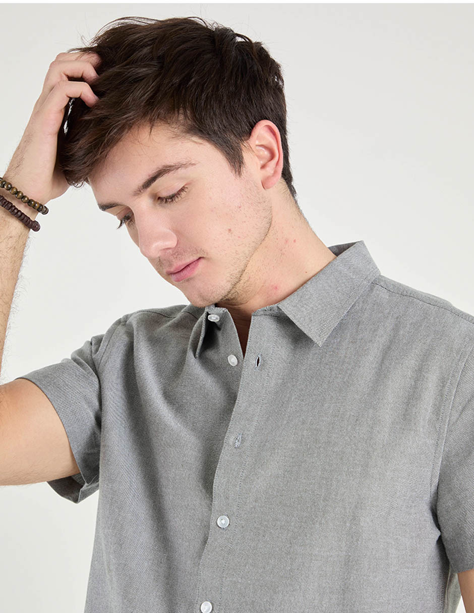 Camisa casual de algodón manga corta para hombre 4