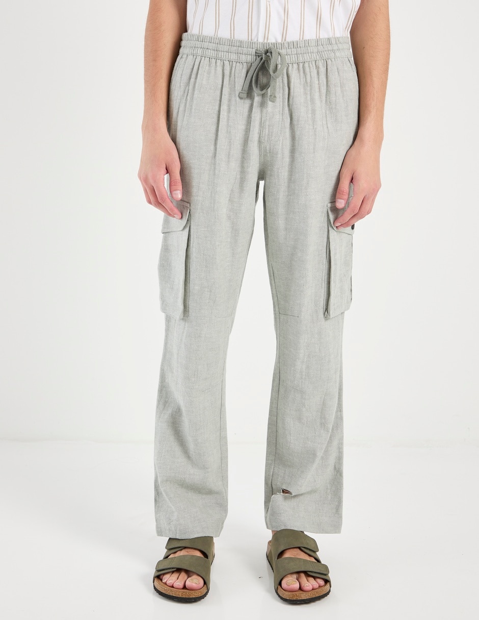 Pantalón cargo straight de algodón para hombre Pantalón cargo straight de algodón para hombre