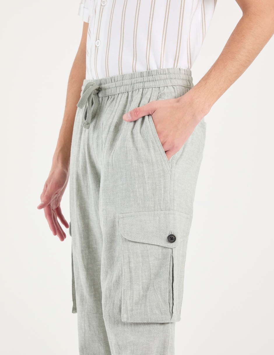 Pantalón cargo straight de algodón para hombre 4