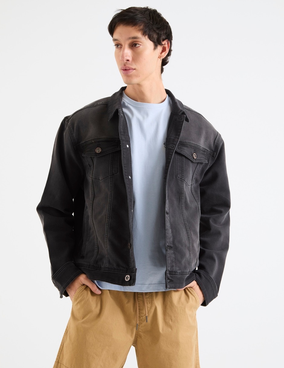 Chamarra casual de mezclilla con bolsillos para hombre