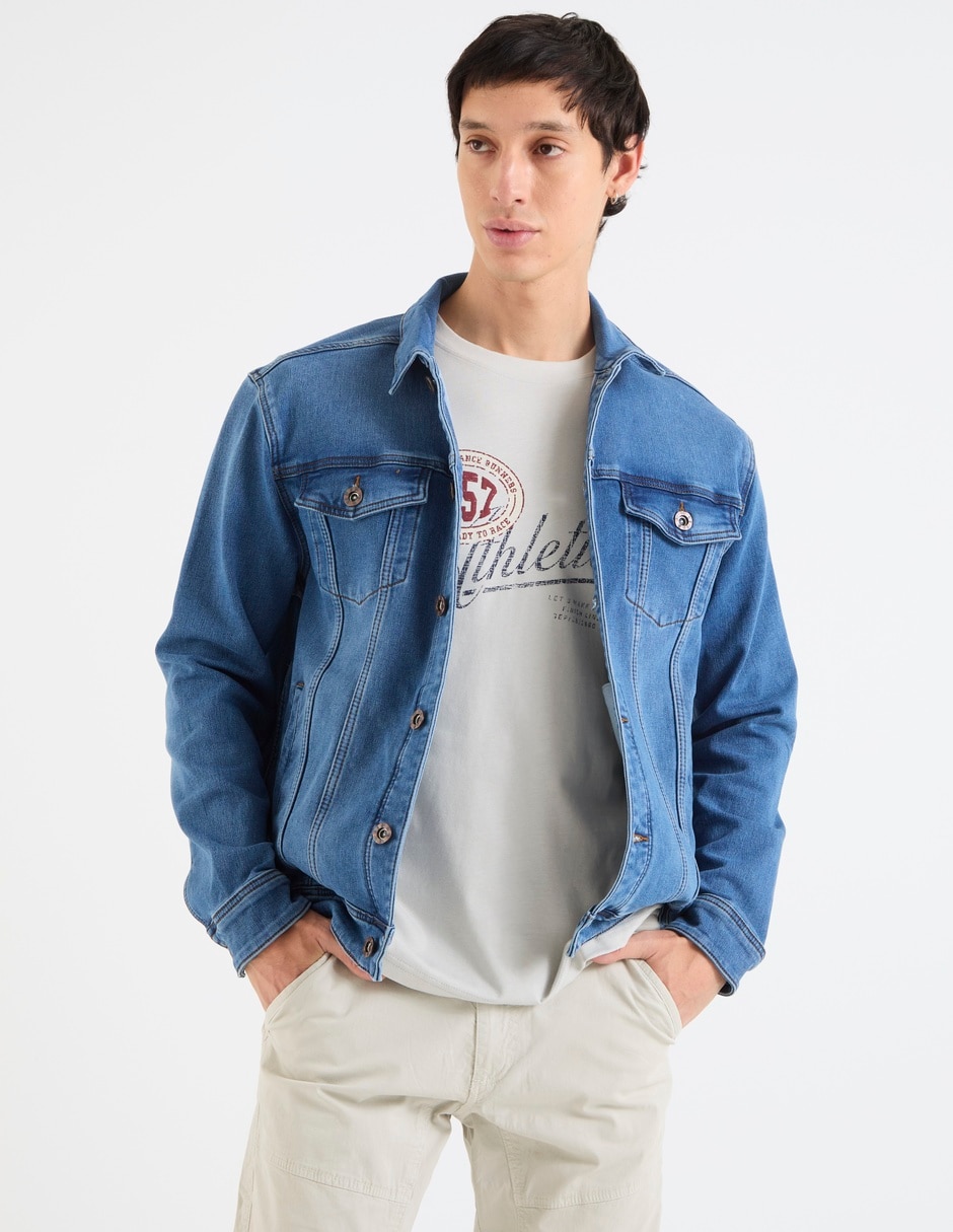 Chamarra casual de mezclilla con bolsillos para hombre Chamarra casual de mezclilla con bolsillos para hombre