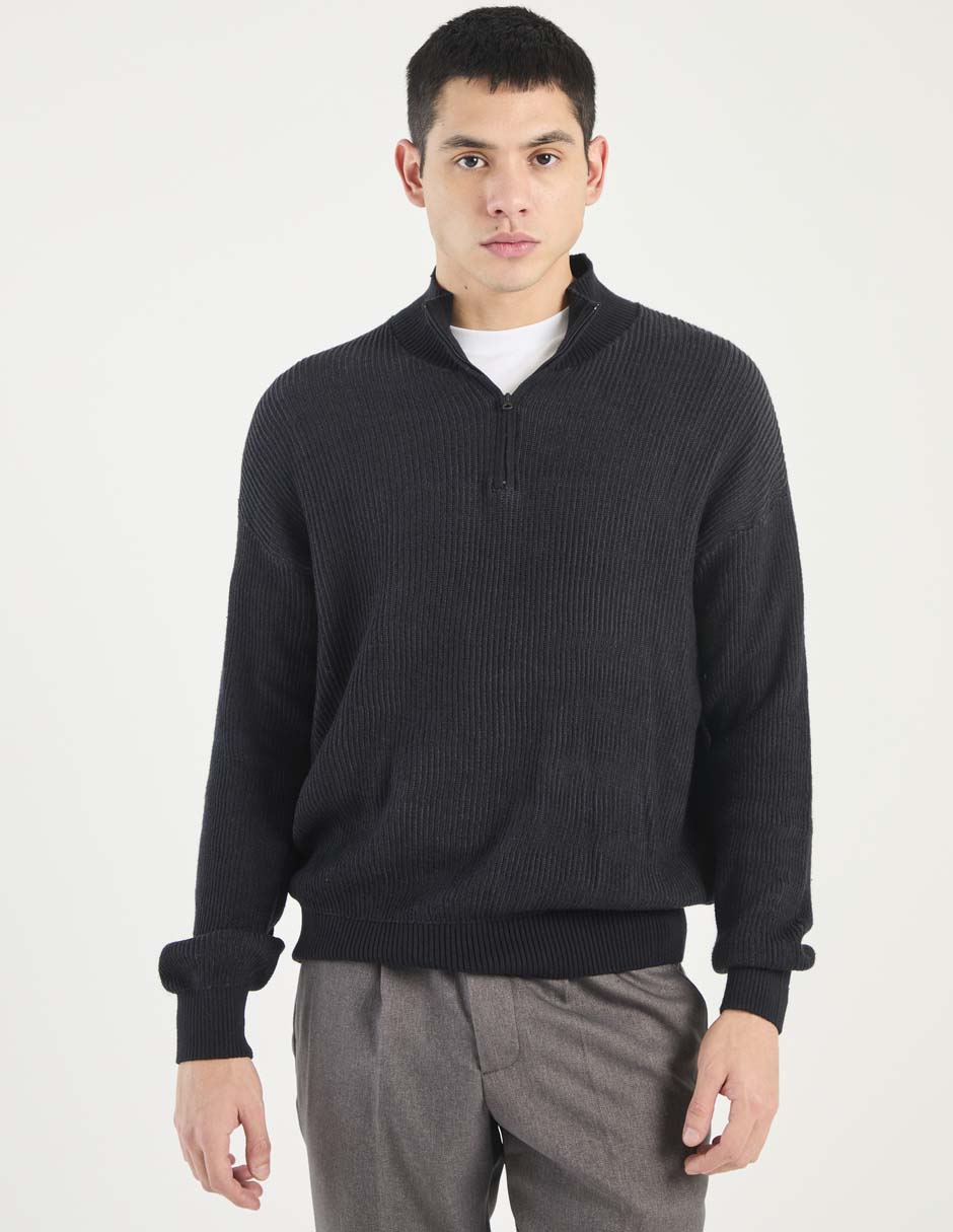 Suéter cuello con cierre para hombre