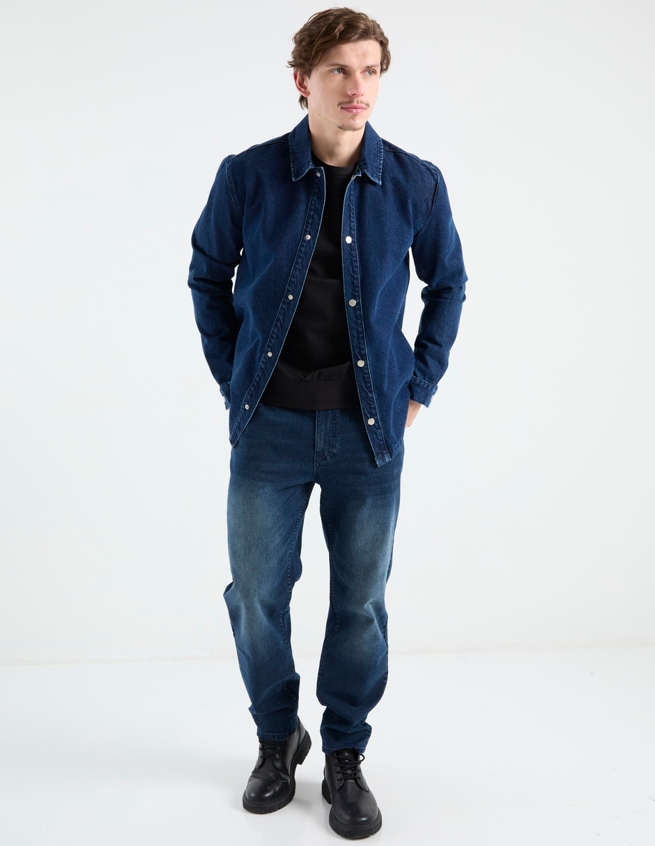 Jeans straight deslavado para hombre 3