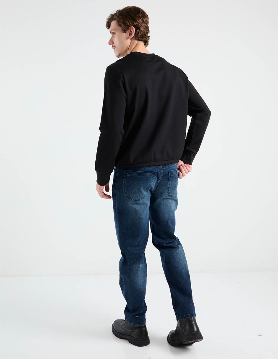 Jeans straight deslavado para hombre 6