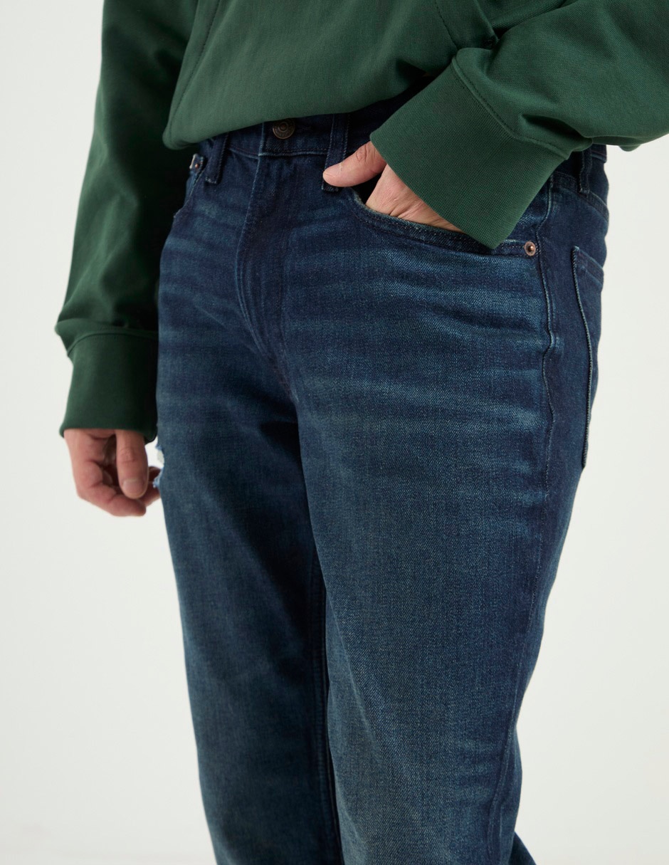 Jeans slim slim lavado whisker para hombre 4