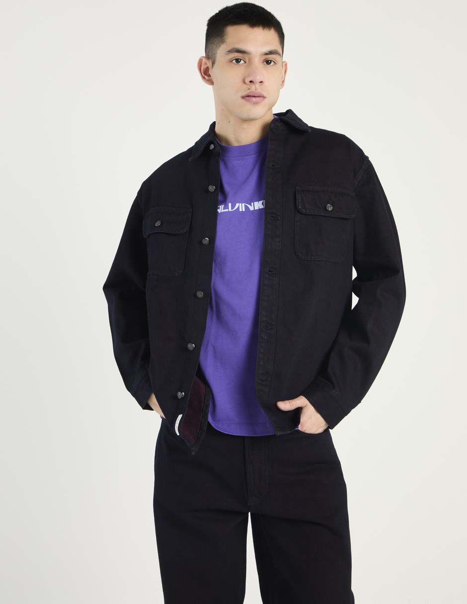 Sobrecamisa casual de algodón manga larga para hombre 1