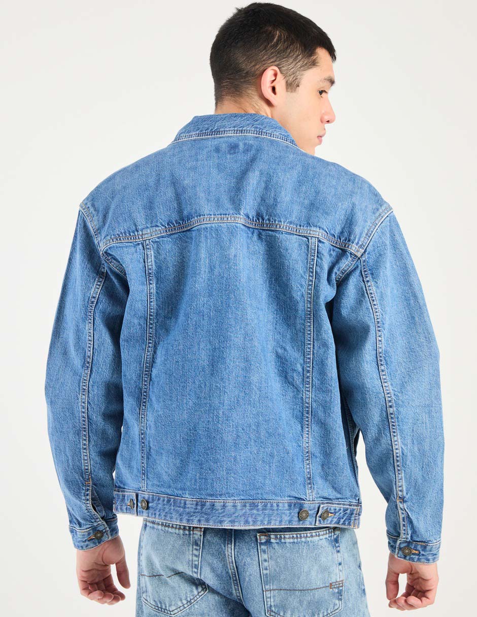 Chamarra denim de algodón con bolsillos para hombre 2