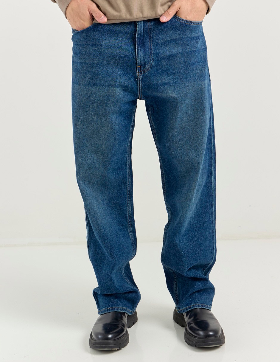 Jeans straight deslavado para hombre