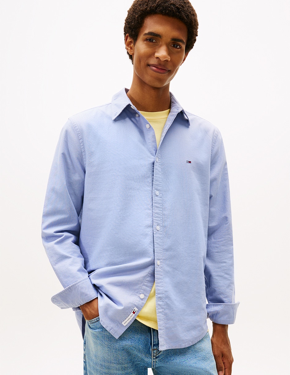 Camisa casual de algodón manga larga para hombre