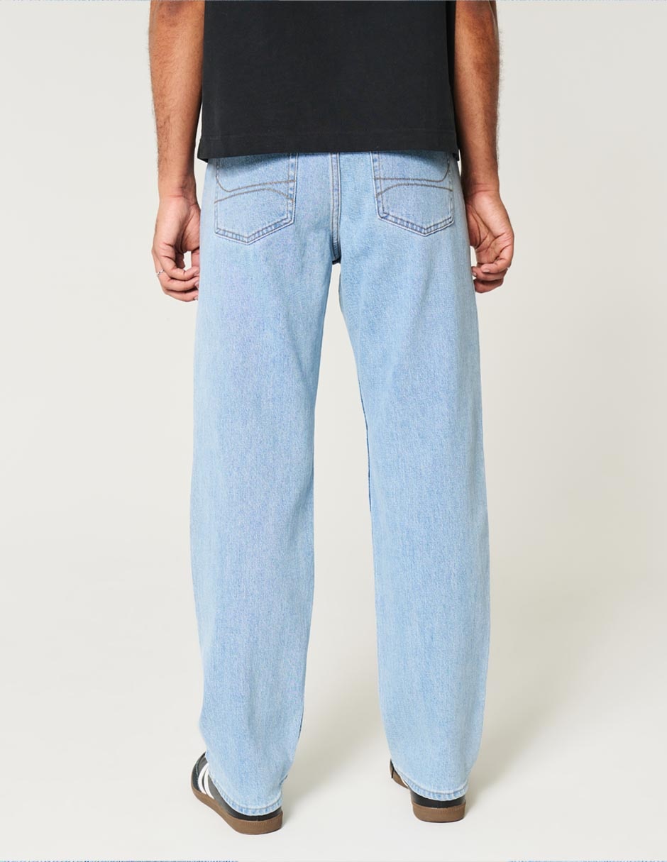 Jeans straight lavado claro para hombre 3