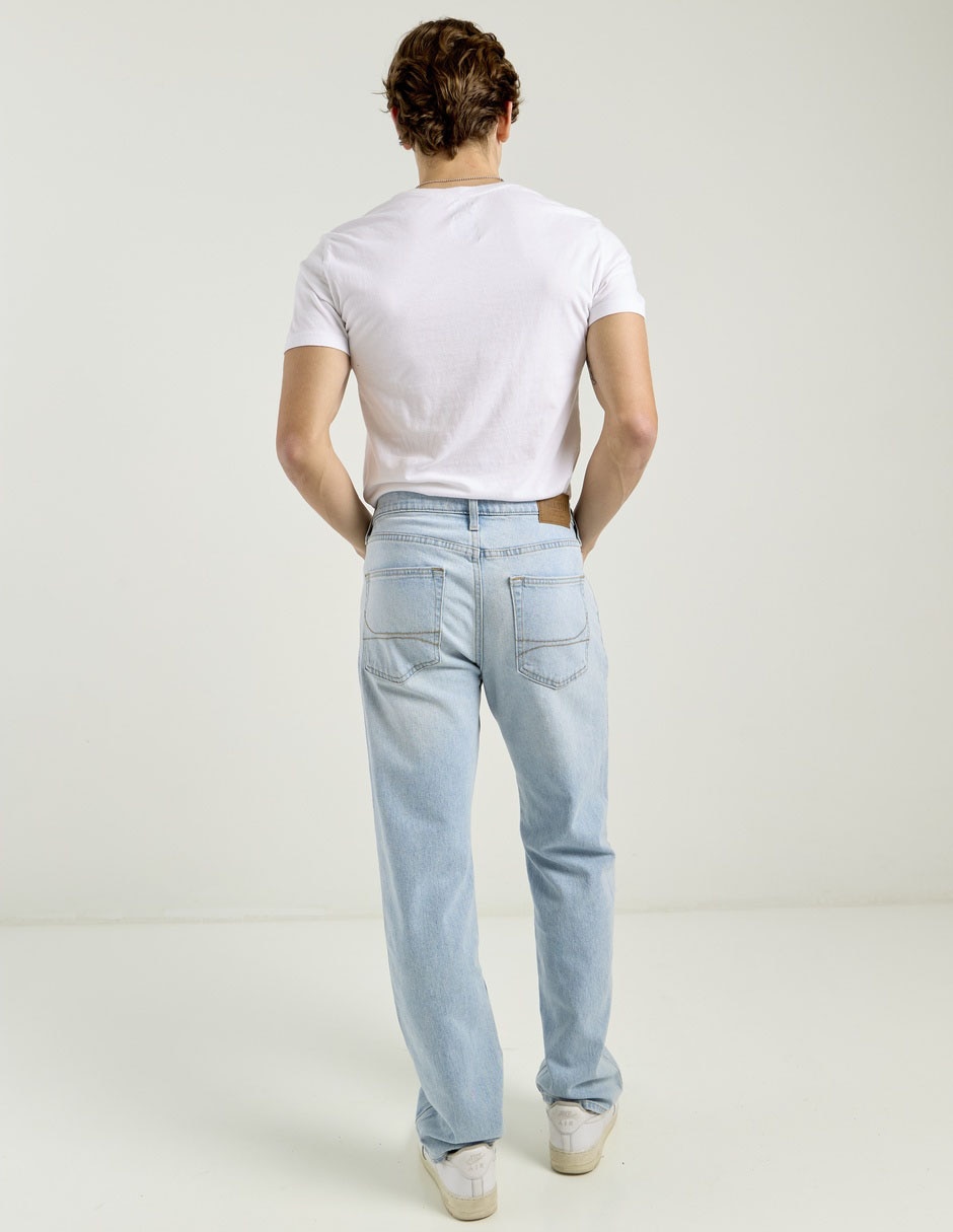 Jeans straight deslavado para hombre 2