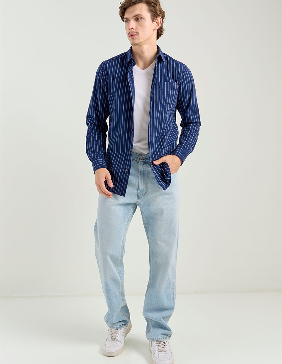 Jeans straight deslavado para hombre 3