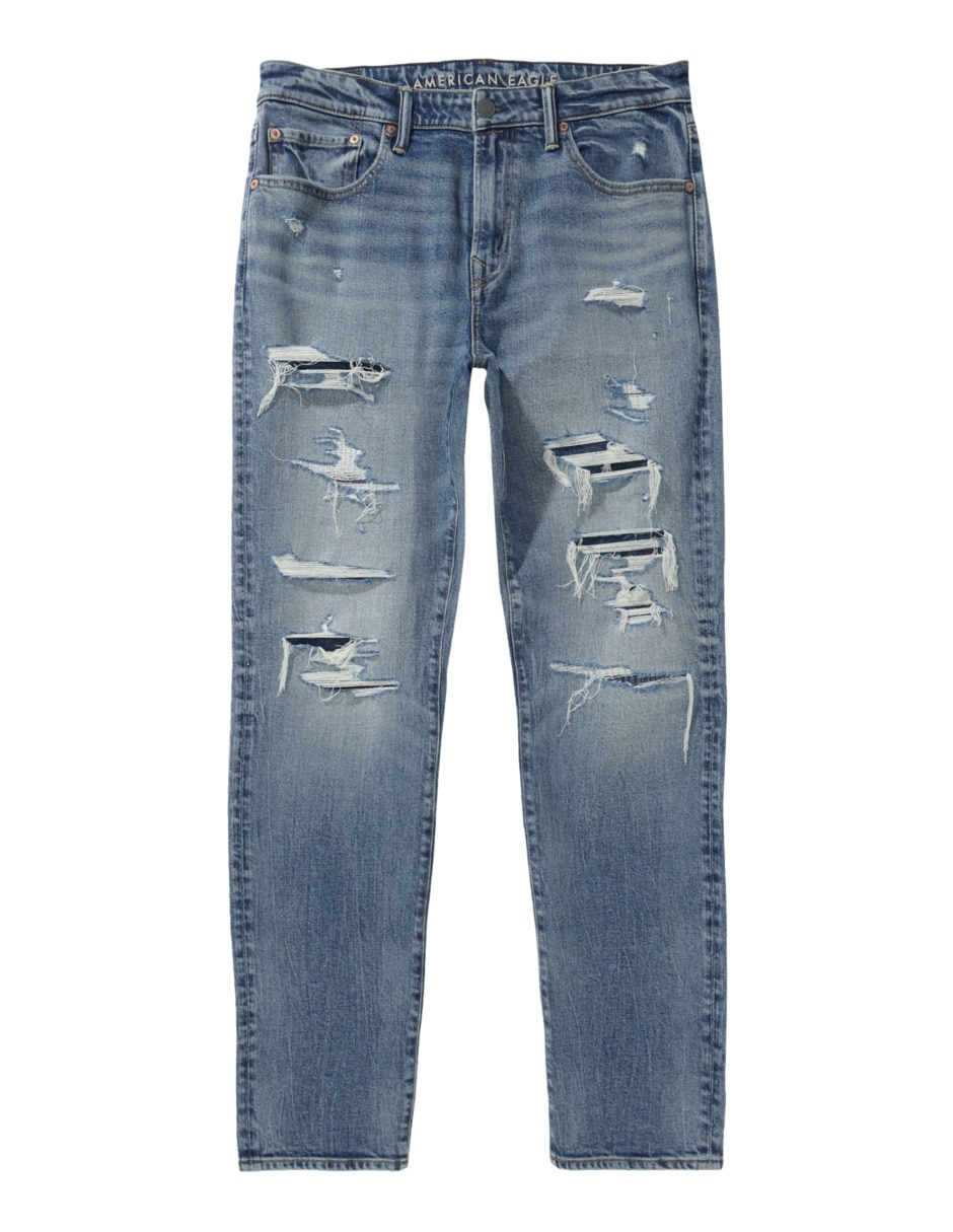 Jeans straight Mens Athletic DE lavado destruido para hombre 3