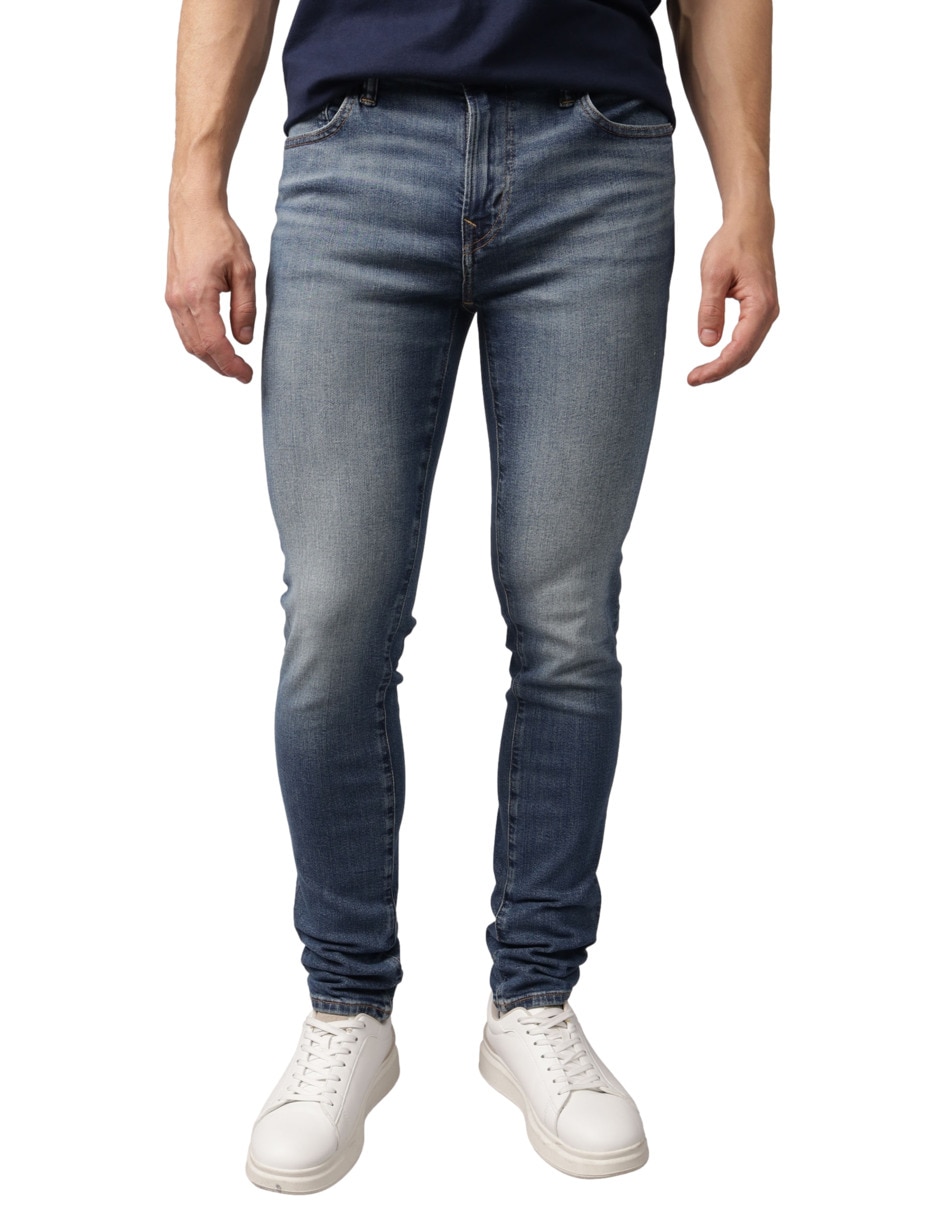 Jeans skinny Mens Skinny Denim lavado medio para hombre Jeans skinny Mens Skinny Denim lavado medio para hombre