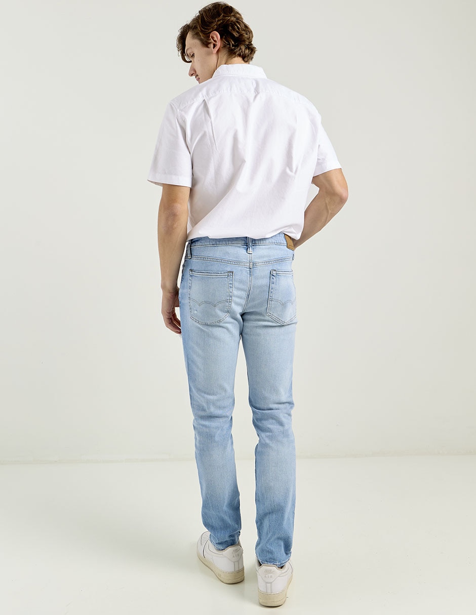 Jeans slim lavado destruido para hombre 2