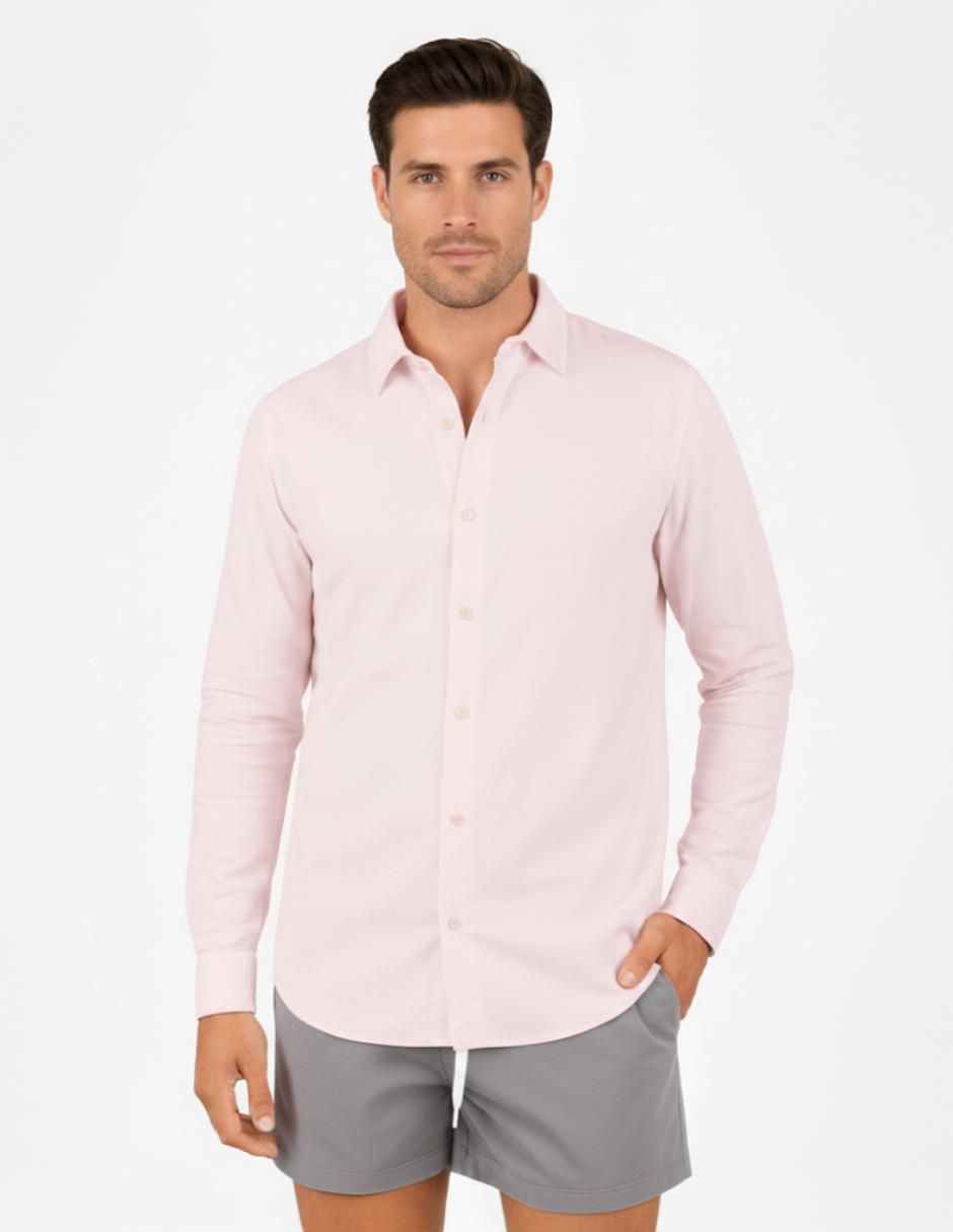 Camisa playa de lino manga larga para hombre Camisa playa de lino manga larga para hombre